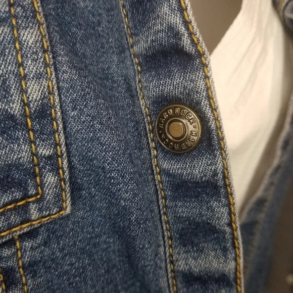 Hard Rock Cafe Vintage Fitted Jean Jacket PTP 18.5 - Picture 10 of 10